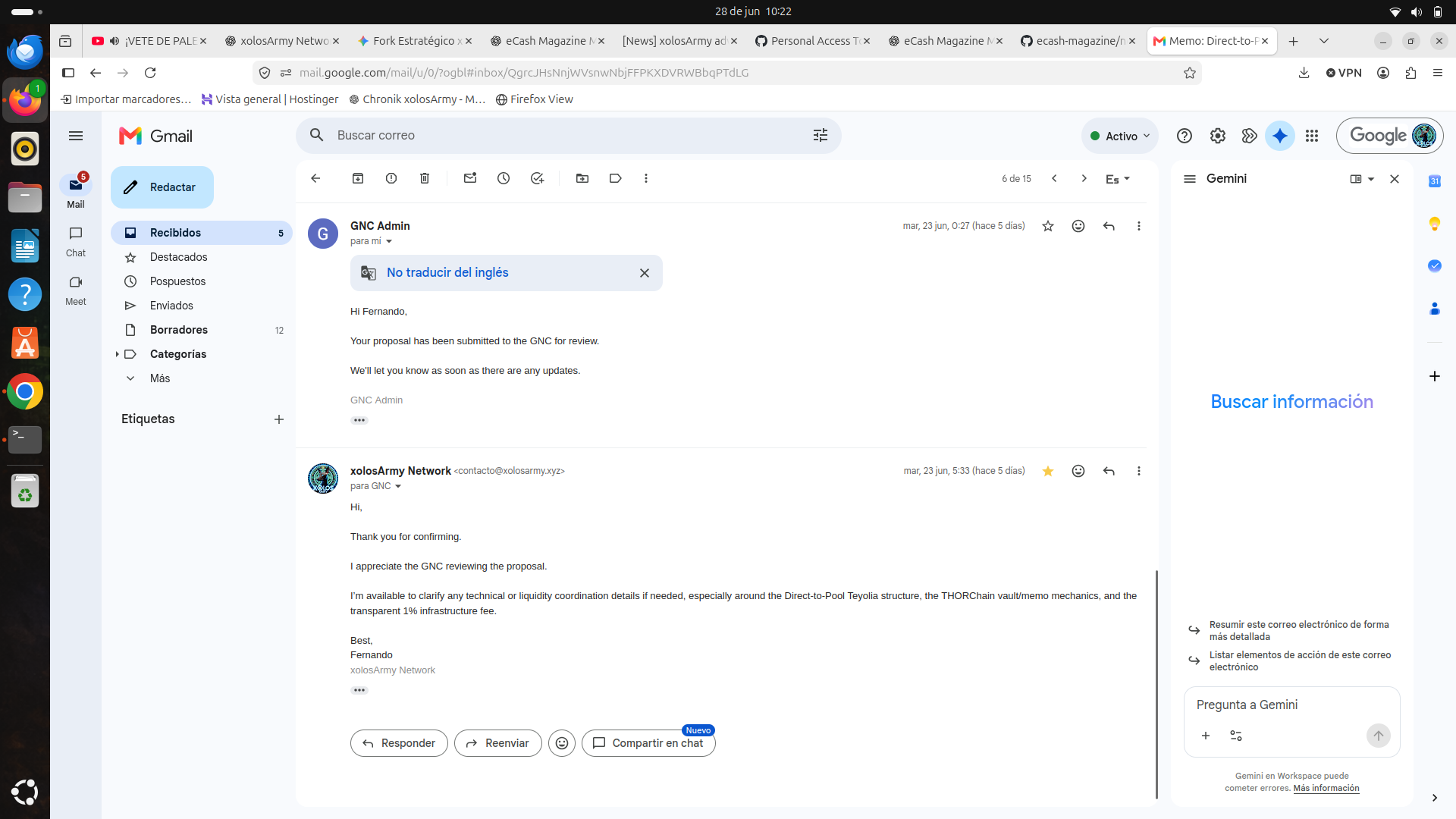 Correspondencia enviada al GNC sobre Teyolia, la integración XEC–THORChain y la coordinación de liquidez.